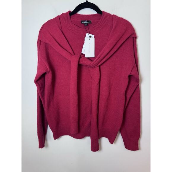 Line & Dot Red Double Layer Sweater Faux Sweater Tie Around Neck Sz XS NWT $100 - Picture 8 of 11